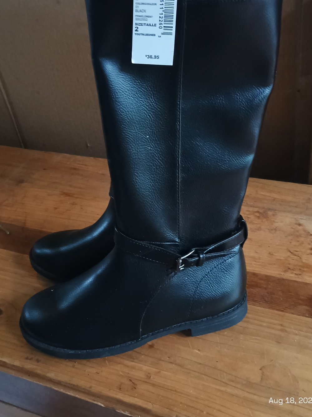 The Children's Place Black Tall Zip Boots for Girls Size 2 - Picture 2 of 8